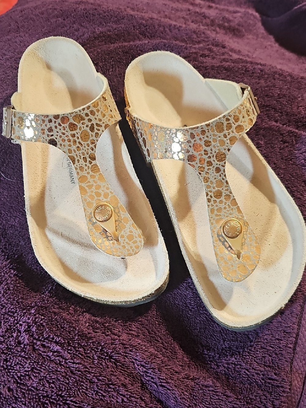 Birkenstock Gold Metallic Toe-Post Sandals